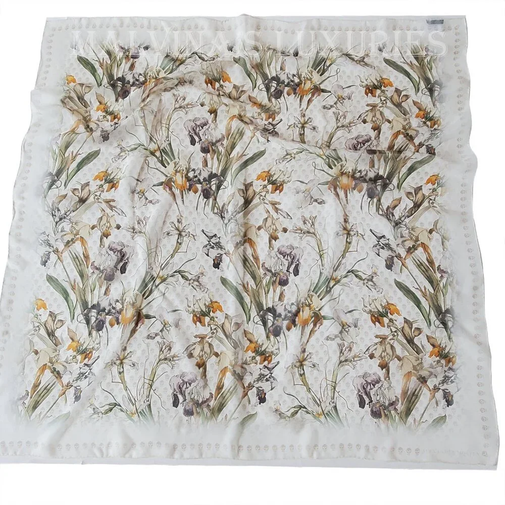 ALEXANDER MCQUEEN SCARF WILD IRIS SKULL PRINT SILK 54